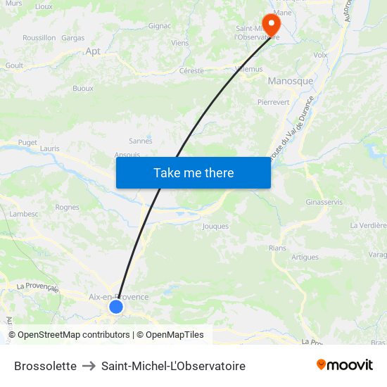 Brossolette to Saint-Michel-L'Observatoire map