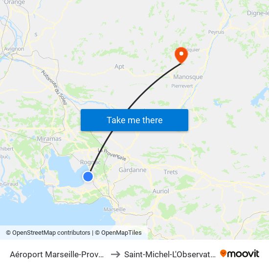 Aéroport Marseille-Provence to Saint-Michel-L'Observatoire map