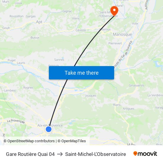 Gare Routière Quai 04 to Saint-Michel-L'Observatoire map