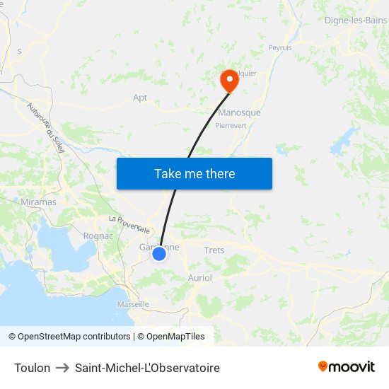 Toulon to Saint-Michel-L'Observatoire map