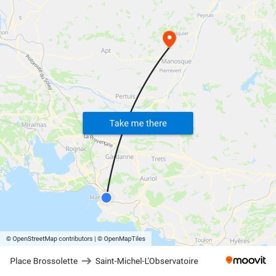 Place Brossolette to Saint-Michel-L'Observatoire map