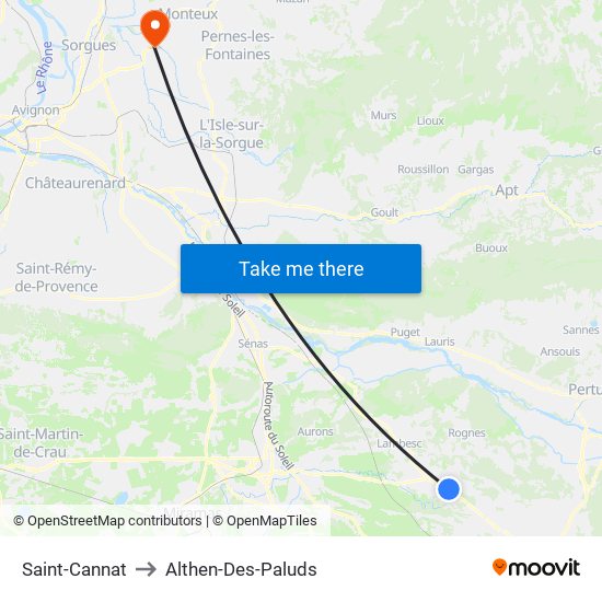 Saint-Cannat to Althen-Des-Paluds map