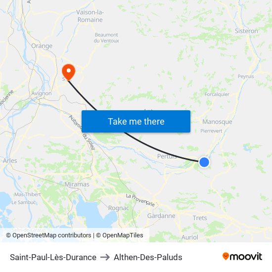 Saint-Paul-Lès-Durance to Althen-Des-Paluds map
