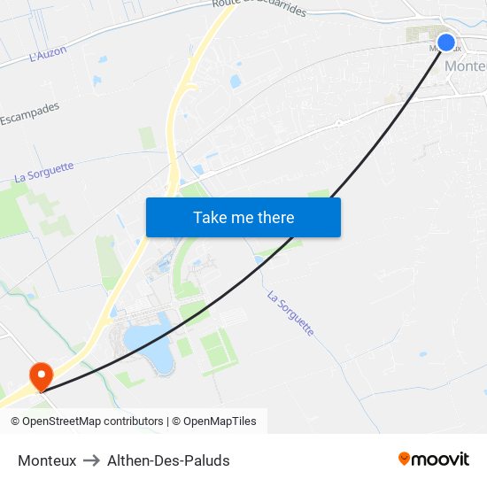 Monteux to Althen-Des-Paluds map