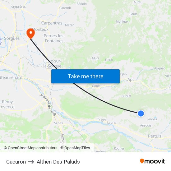 Cucuron to Althen-Des-Paluds map