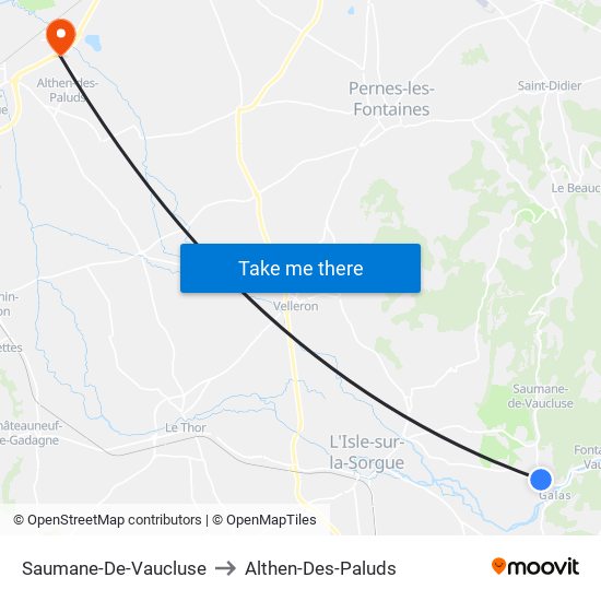 Saumane-De-Vaucluse to Althen-Des-Paluds map