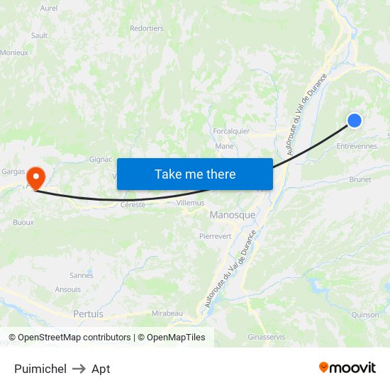 Puimichel to Apt map