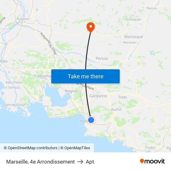 Marseille, 4e Arrondissement to Apt map
