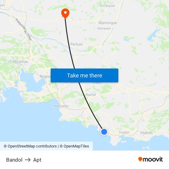 Bandol to Apt map