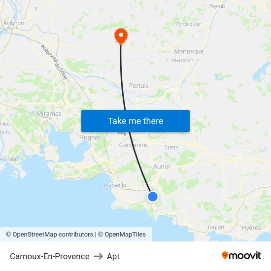 Carnoux-En-Provence to Apt map