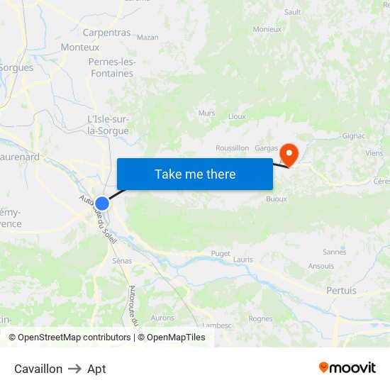 Cavaillon to Apt map