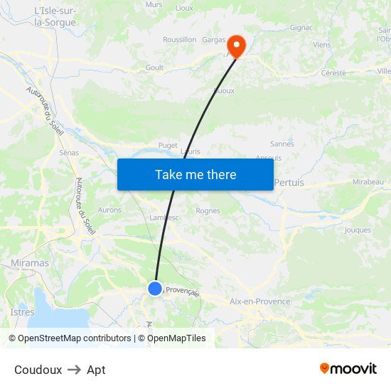 Coudoux to Apt map