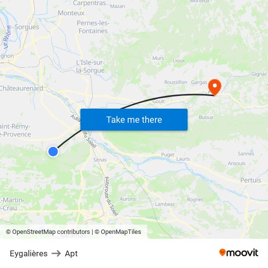 Eygalières to Apt map