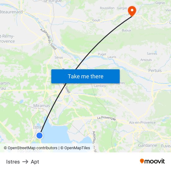 Istres to Apt map