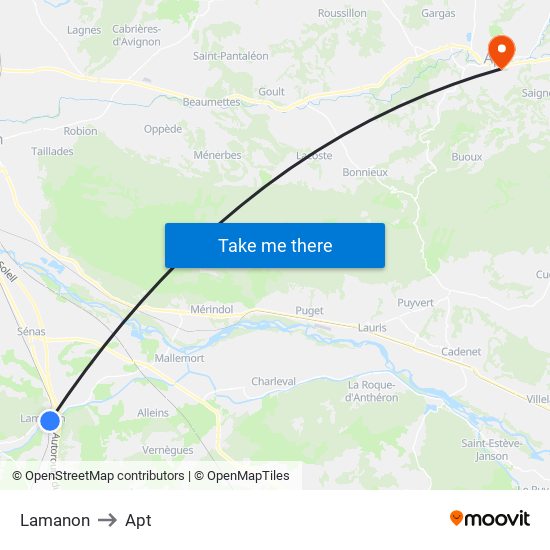 Lamanon to Apt map