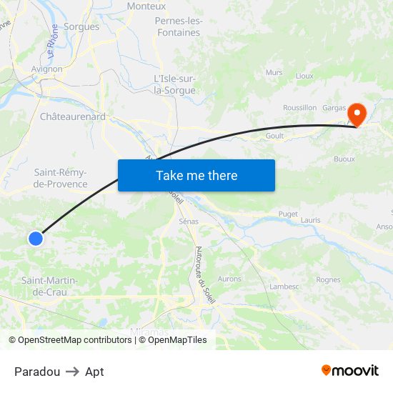 Paradou to Apt map