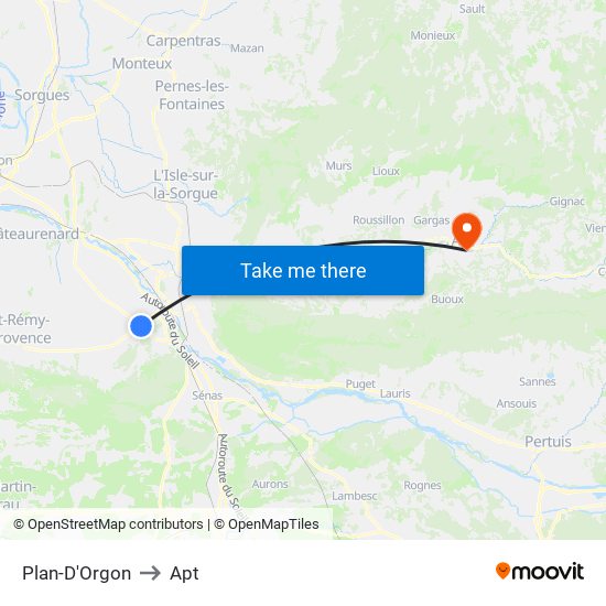 Plan-D'Orgon to Apt map