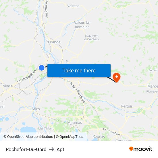 Rochefort-Du-Gard to Apt map