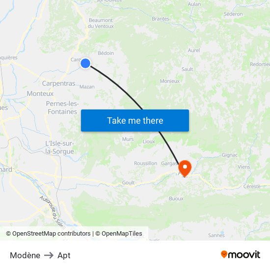 Modène to Apt map