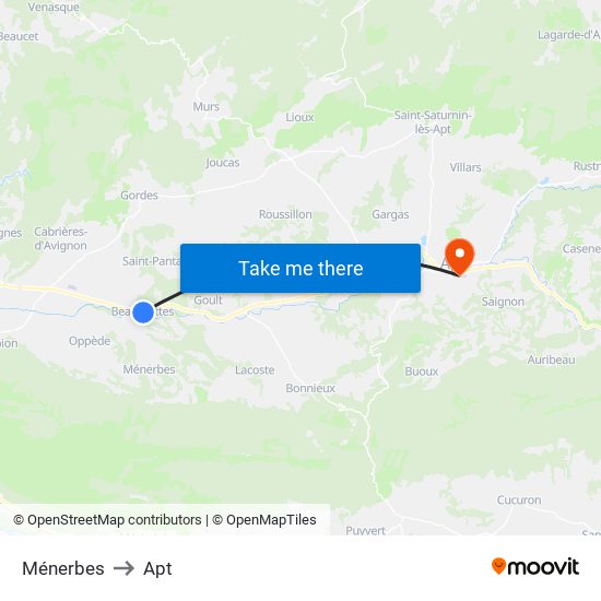 Ménerbes to Apt map