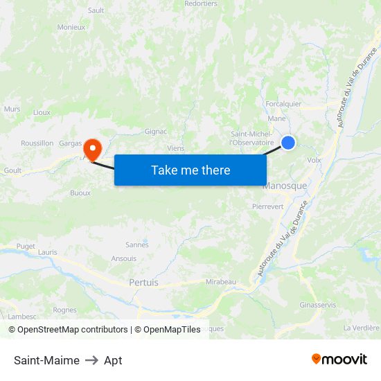 Saint-Maime to Apt map