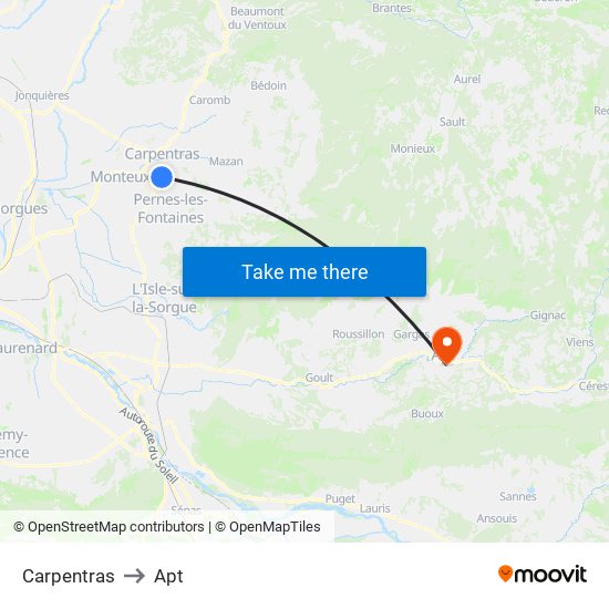 Carpentras to Apt map