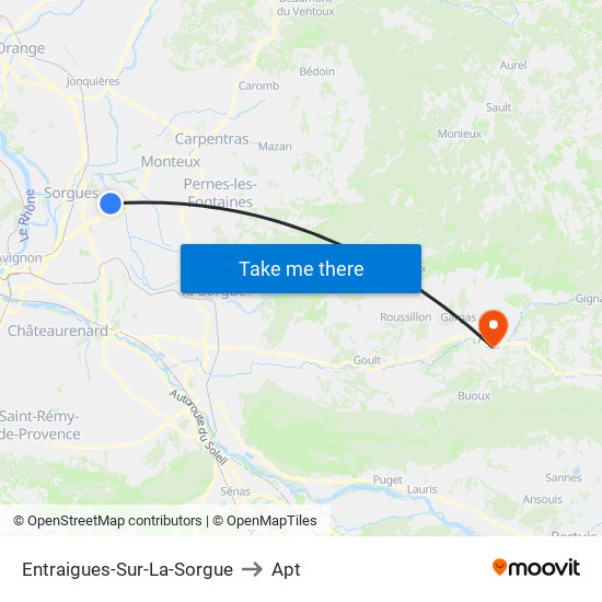 Entraigues-Sur-La-Sorgue to Apt map