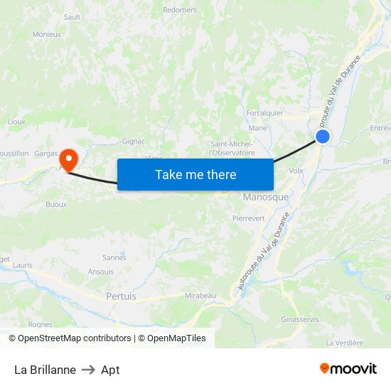 La Brillanne to Apt map