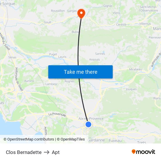 Clos Bernadette to Apt map
