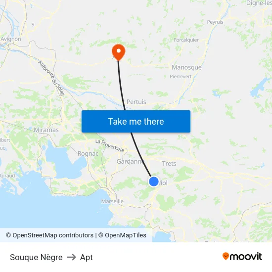 Souque Nègre to Apt map