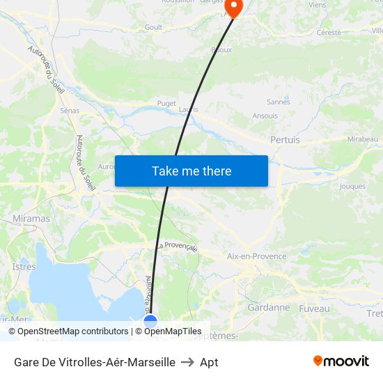 Gare De Vitrolles-Aér-Marseille to Apt map