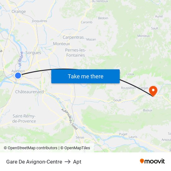 Gare De Avignon-Centre to Apt map