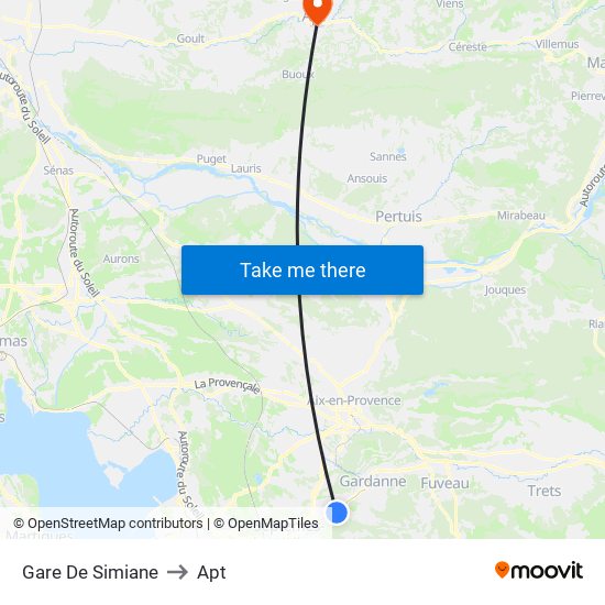Gare De Simiane to Apt map