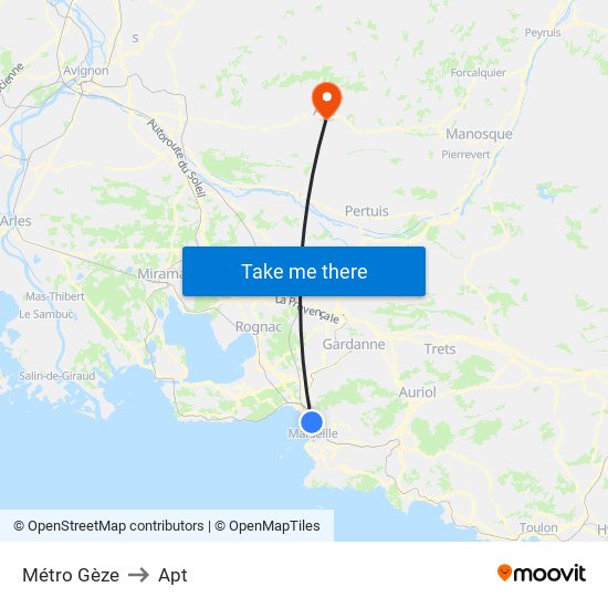 Métro Gèze to Apt map