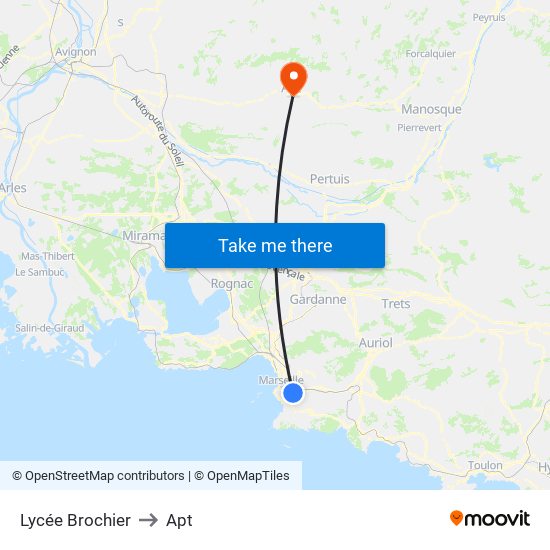 Lycée Brochier to Apt map