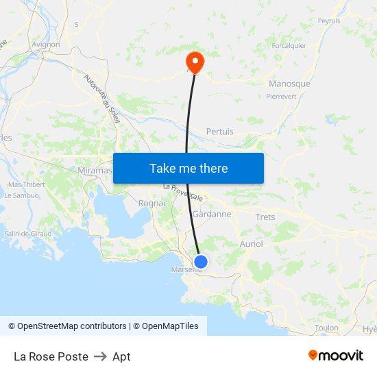 La Rose Poste to Apt map
