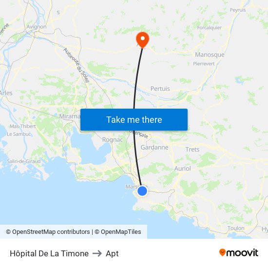 Hôpital De La Timone to Apt map