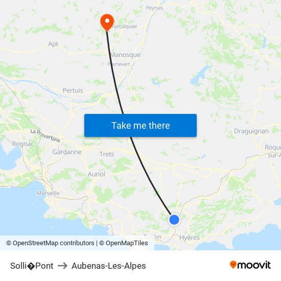 Solli�Pont to Aubenas-Les-Alpes map