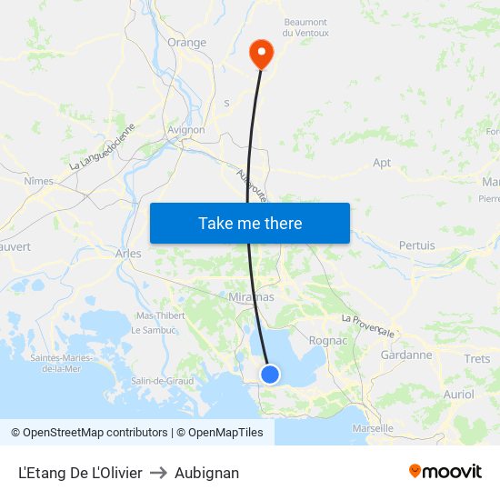 L'Etang De L'Olivier to Aubignan map