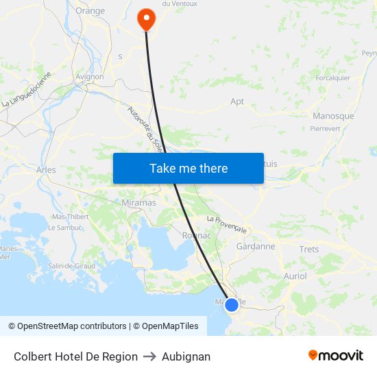 Colbert Hotel De Region to Aubignan map