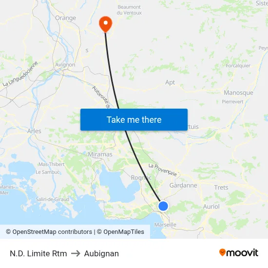 N.D. Limite Rtm to Aubignan map