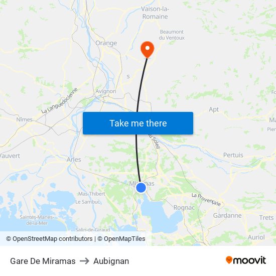 Gare De Miramas to Aubignan map