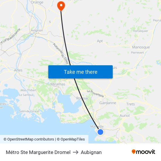 Sainte-Marguerite Dromel to Aubignan map