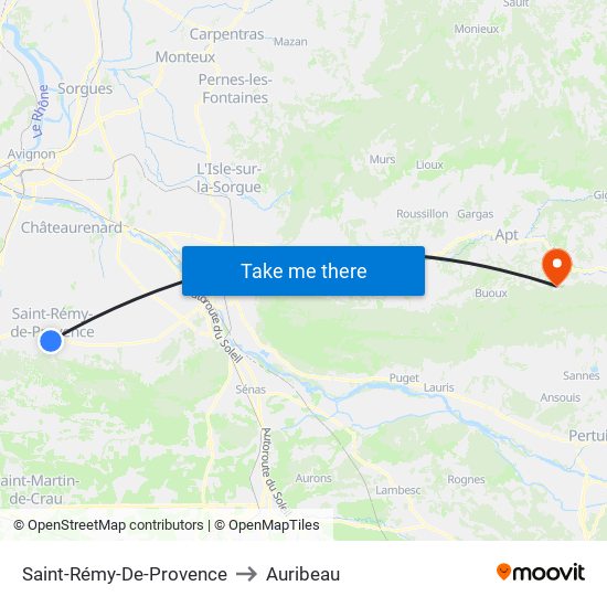 Saint-Rémy-De-Provence to Auribeau map