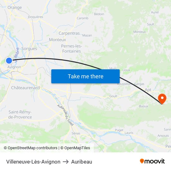 Villeneuve-Lès-Avignon to Auribeau map