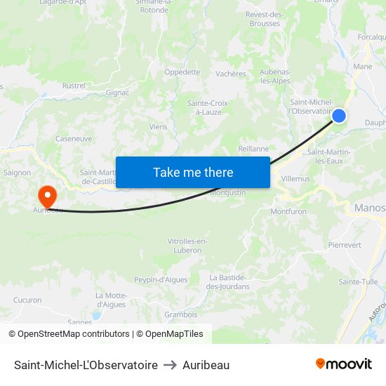 Saint-Michel-L'Observatoire to Auribeau map