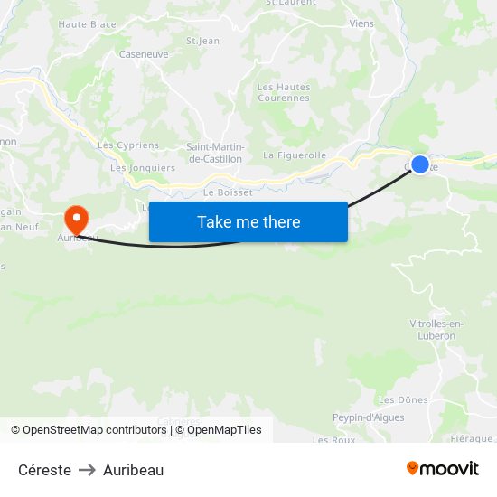 Céreste to Auribeau map