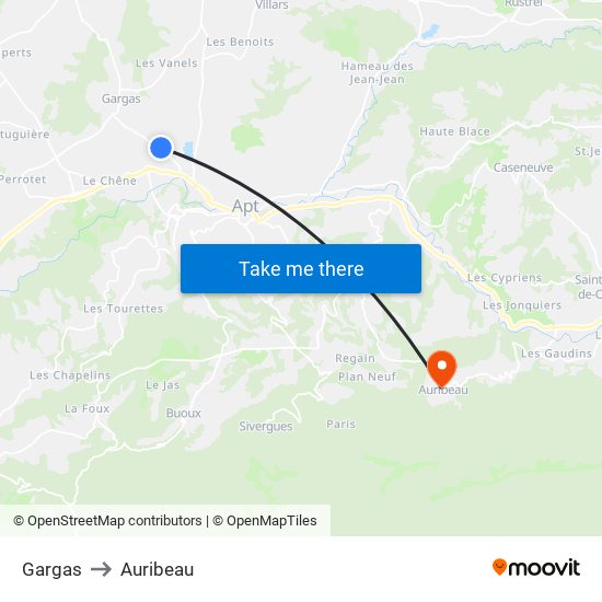 Gargas to Auribeau map