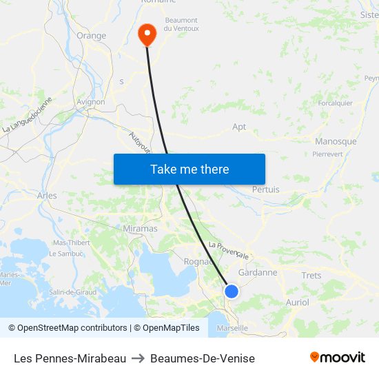 Les Pennes-Mirabeau to Beaumes-De-Venise map