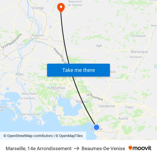 Marseille, 14e Arrondissement to Beaumes-De-Venise map